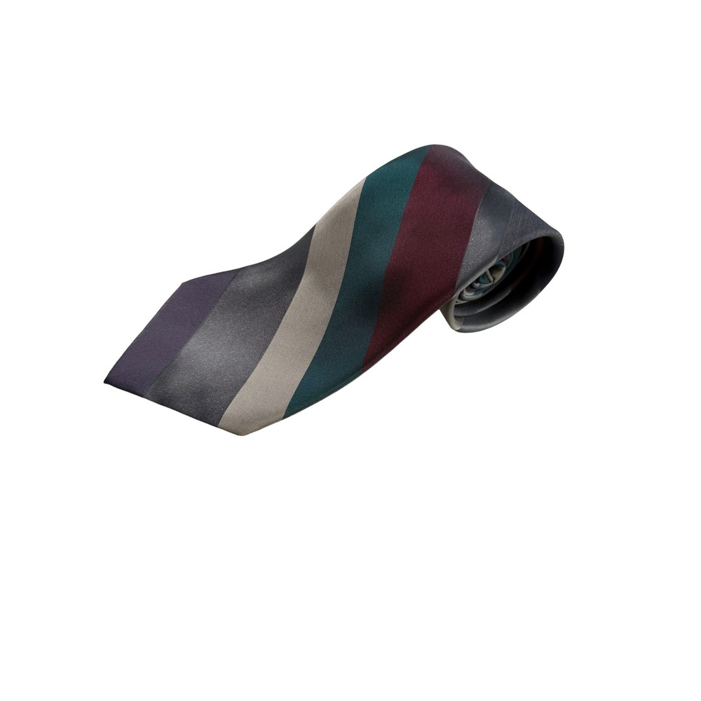 Italianissimo Silk Blend Necktie Mens Multi Color Vintage Wide Stripe Tie